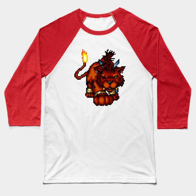 FF7 Nanaki/Red XIII Pixelart Baseball T-Shirt by PixelKnight